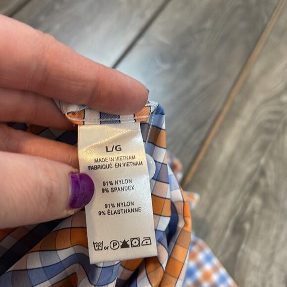 Nicoby Orange and Blue Check Print Long Sleeve Button Down Men's Size Large NWT - Picture 5 of 7